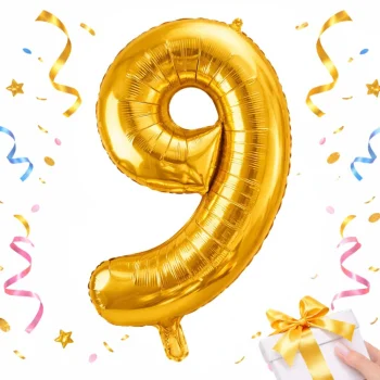 Foil Balloon Number 9, 66 cm (26"), Gold
