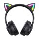 Onikuma B90 Wireless Gaming Headphones with Cat Ears, Black