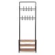 ModernHome Freestanding Coat Rack with 3 Shoe Shelves, 18 Hooks, Black