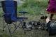 Folding Fishing and Camping Chair with Armrests and Cup Holder, Navy Blue