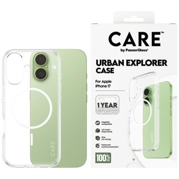 CARE by PanzerGlass Flagship Urban Explorer Case w. White MagSafe iPhone 17 - Transparent