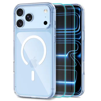 Tech-Protect FlexAir Hybrid MagSafe Case + 2-Pack Tempered Glass for iPhone 18 Pro / 17 Pro, Clear