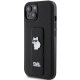 Чехол Karl Lagerfeld для iPhone 15 Saffiano Choupette Pins Gripstand, черный