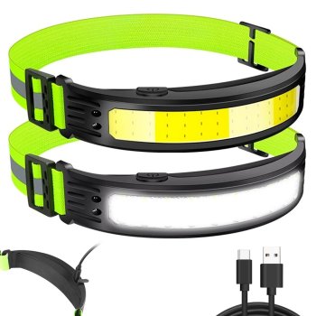Rechargeable COB LED Headlamp with Motion Sensor, black-yellow