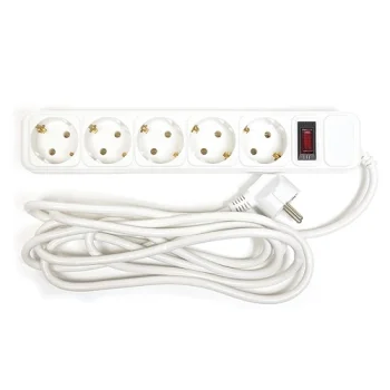 Extension Cord 3m, 5 Sockets, with Switch, White