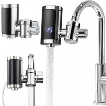 Electric Instant Water Heater Faucet 3000W with LED Display, Silver
