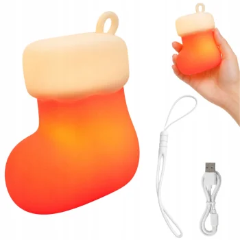 Silicone LED Night Light Christmas Stocking, USB, 3 Modes