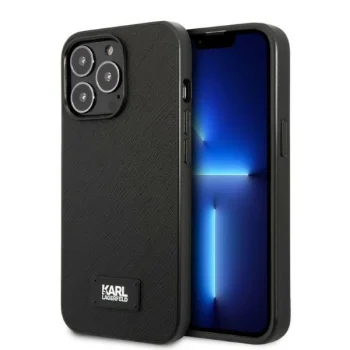 Karl Lagerfeld Saffiano Plaque Case for iPhone 13 Pro Max, Black