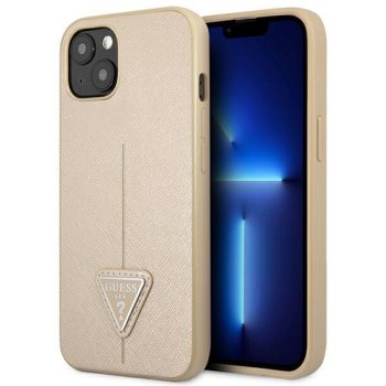 Apple iPhone 14 Plus 6.7'' Guess SaffianoTriangle Logo Case Cover (GUHCP14MPSATLE), Beige