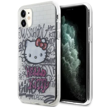 Hello Kitty iPhone 11 / XR Case IML Kitty On Bricks Graffiti, White