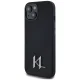 Karl Lagerfeld Silicone Shadow Metal Initial MagSafe Case for iPhone 15, Black
