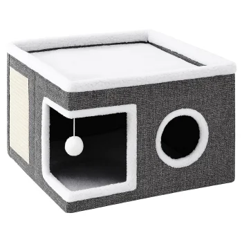 3-in-1 Cat House with Bed and Scratching Pad House1