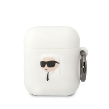 Karl Lagerfeld AirPods 1 / 2 Case Silicone Karl Head 3D, White