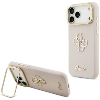 Guess Grained Big 4G & Stand Camera Case for iPhone 17 Pro Max, Pink