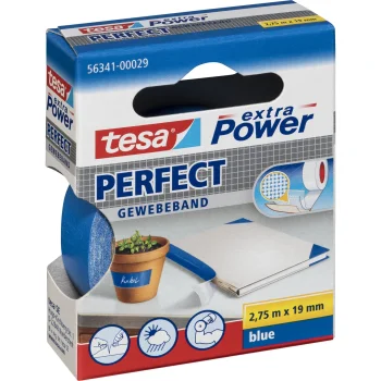 Fabric Adhesive Tape Tesa extra Power Perfect 56341, 2.75 m x 19 mm, Blue