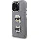 Karl Lagerfeld FW Grained Karl & Choupette Heads Pins Case for iPhone 16 Pro Max, Gray
