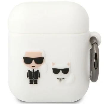 Karl Lagerfeld Silicone Karl & Choupette Case for AirPods 1 / 2, White