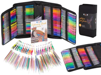 Colored Gel Pens Set in Case, 120 pcs + 120 Refills