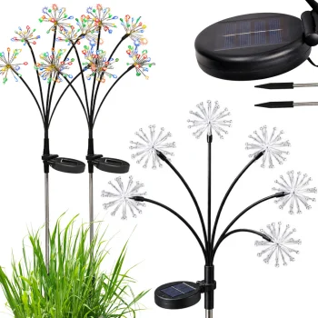 Solarinis sodo LED šviestuvas Kiaulpienė, daugiaspalvis, 70cm (2 vnt.)