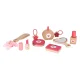 Wooden Makeup Cosmetic Toy Set in Bag for Kids, 11 Pieces, Pink