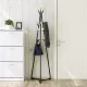 Freestanding Metal Coat Rack with Beech Wood Hooks