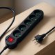 Maclean MCE183 5-Way Power Strip with Switch, 1.4m, 2300W, Black