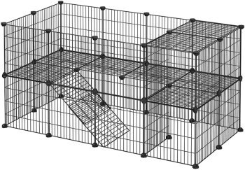 Modular 2-Level Small Animal Playpen for Guinea Pigs & Hamsters, Black