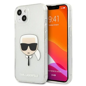 Karl Lagerfeld iPhone 13 mini Case Glitter Karl's Head, Silver