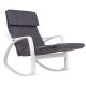 ModernHome Rocking Chair with Adjustable Footrest and Padded Headrest, White Frame