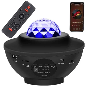 LED RGB Star Projector & Night Light with Bluetooth Speaker and Remote, Black
