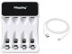 Maxday C704Y4 AA/AAA Battery Charger with LCD Display and USB-C, White