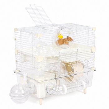 Petsi 3-Level Cage for Small Rodents with Accessories, White