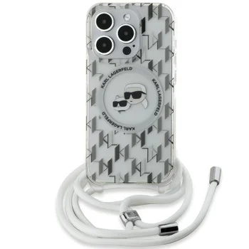 Karl Lagerfeld iPhone 15 Pro Max Case IML Crossbody Monogram, Transparent
