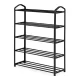 Modernhome XJ53K BLACK Metal Shoe Rack, 5 Tiers, 15 Pairs, Black