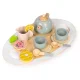 ECOTOYS Wooden Tea Set for Kids with Teapot and Cups 14 Pieces