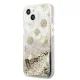 Guess iPhone 13 mini Case Peony Liquid Glitter, Gold