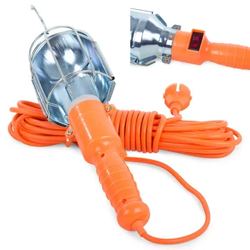 Workshop Lamp with Hook and 5m Cable, 230V, E27, Orange