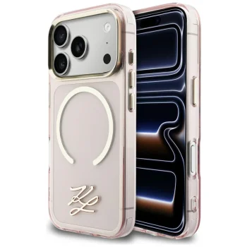 Karl Lagerfeld IML KL Script Logo MagSafe Phone Case Cover iPhone 17 Pro - Pink