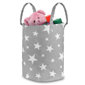 Nukido Toy Basket, Grey with Stars