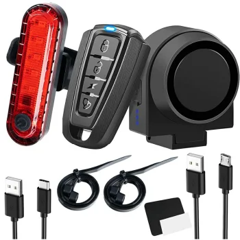 Bicycle Alarm with Rear Light and Remote Control