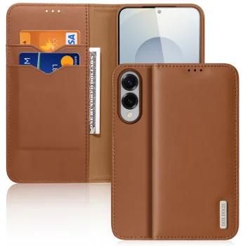 Dux Ducis Hivo Wallet Case for Samsung Galaxy S25 Edge, Brown