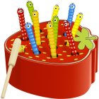 Wooden Magnetic Worm Game Strawberry Toy 22411