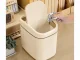 Mini Desktop Trash Can with Swing Lid, 2L, Cream