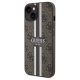 Apple iPhone 14 6.1\'\' Guess 4G Printed Stripes MagSafe Case Cover, Brown