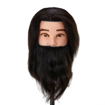 Gabbiano WZ4 Men's Hairdressing Training Head with Beard, Natural Hair