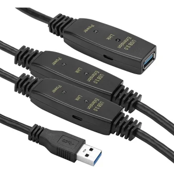 Active USB 3.0 Extension Cable USB Type-A (M) to Type-A (F), 20m, Black