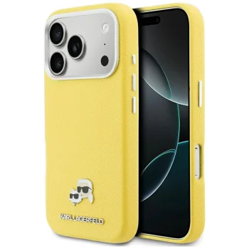 Karl Lagerfeld Karl & Choupette Head Pins Saffiano MagSafe Phone Case Cover iPhone 17 Pro - Yellow