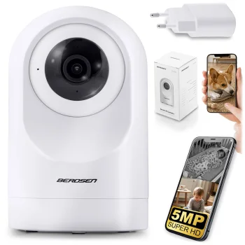 Berdsen BD-941 5MP Rotating IP Camera and Baby Monitor, White