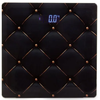 Electronic Glass Bathroom Scales with LCD Display, 180kg, Black/Gold