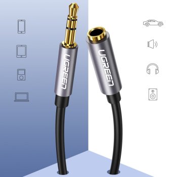 Ugreen AV118 3.5mm Audio Pagarinātājs (M/F) 1m, Sudraba